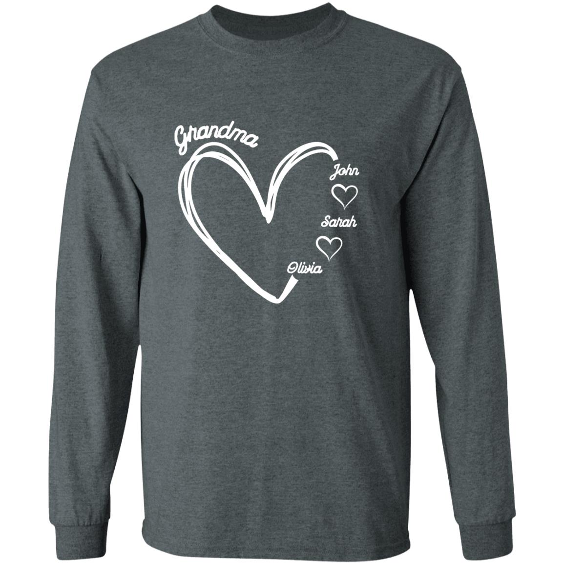 Gift For Grandma hearts  with names-Long sleeves Shirt