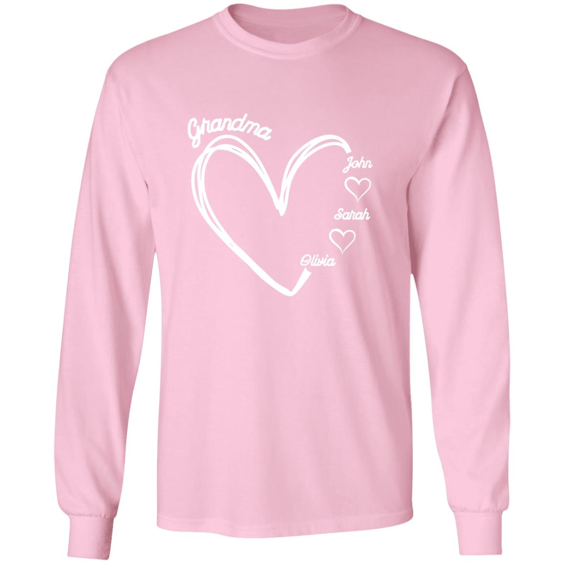 Gift For Grandma hearts  with names-Long sleeves Shirt