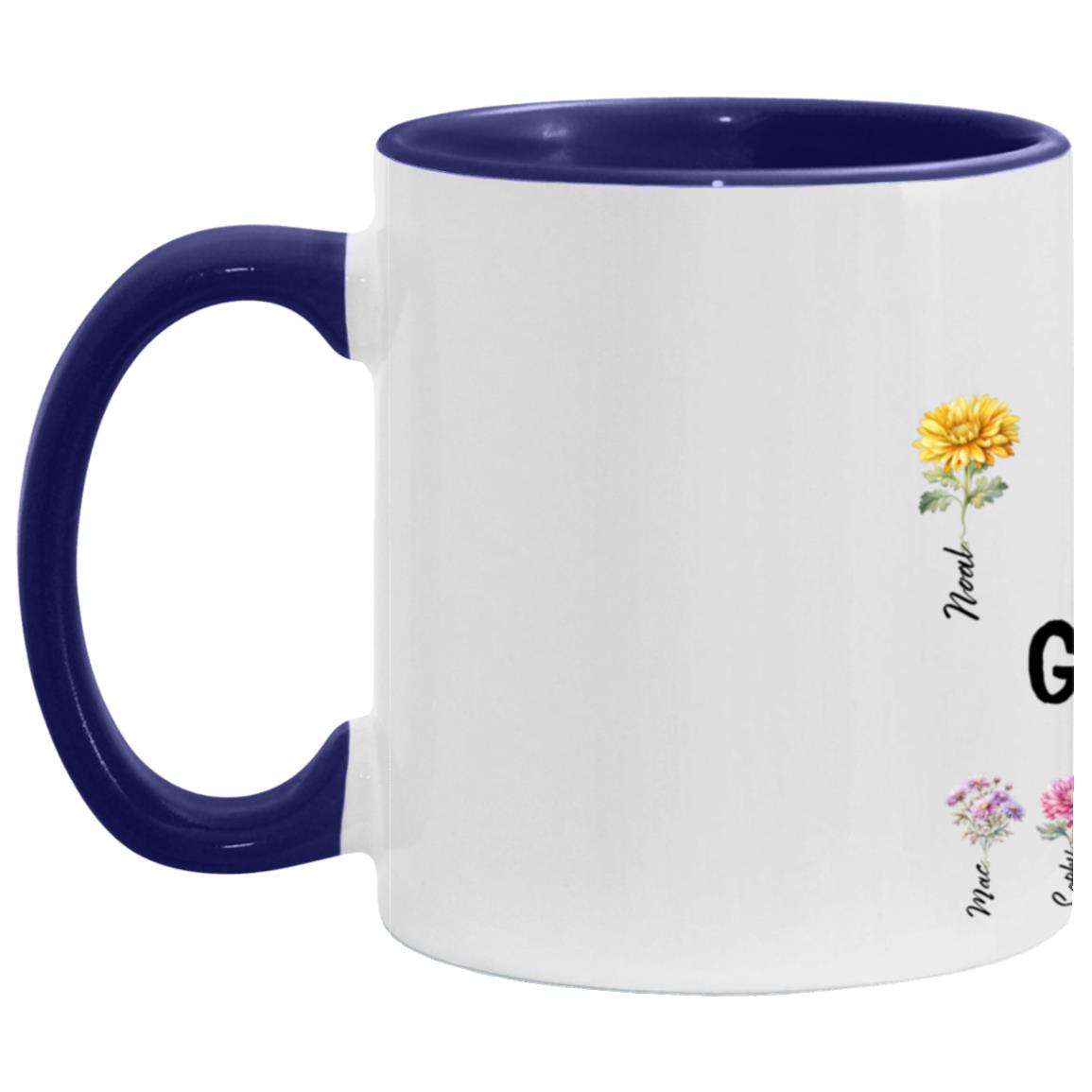 Mom/Grandma Est. Birth  Flowers 11oz Accent Mug