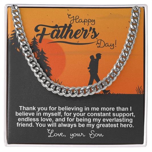 Gift For Dad-My Greatest Hero-From Son-Cuban Link Necklace