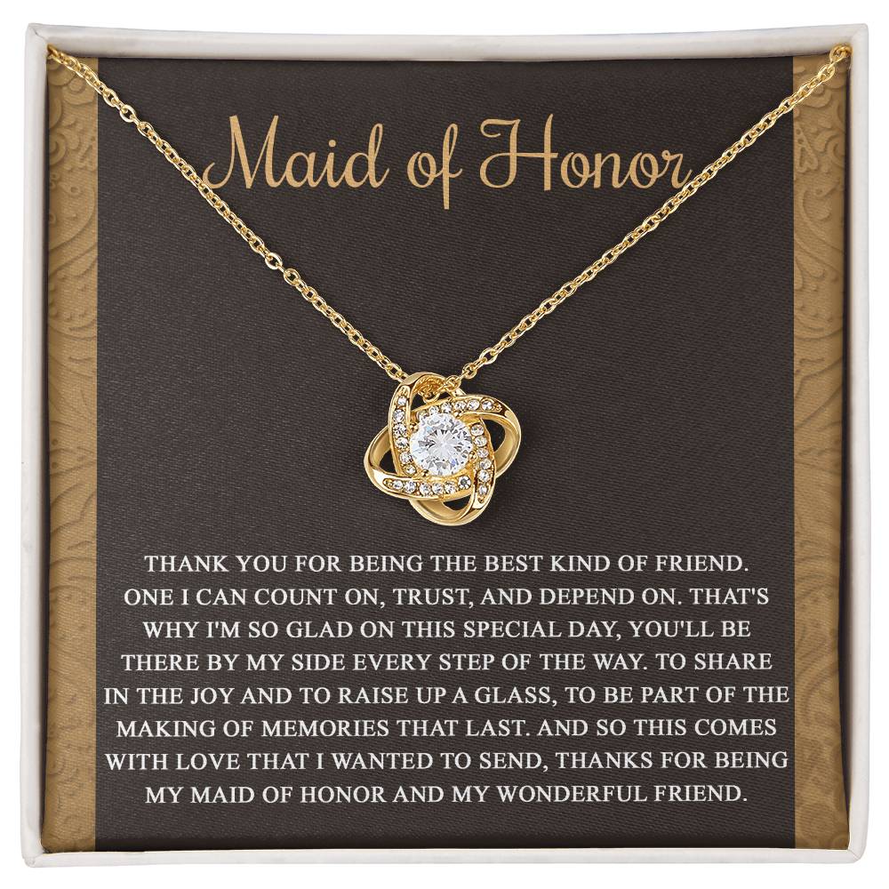 Gift for MAID OF HONOR-Kind of Friend-Love Knot Necklace