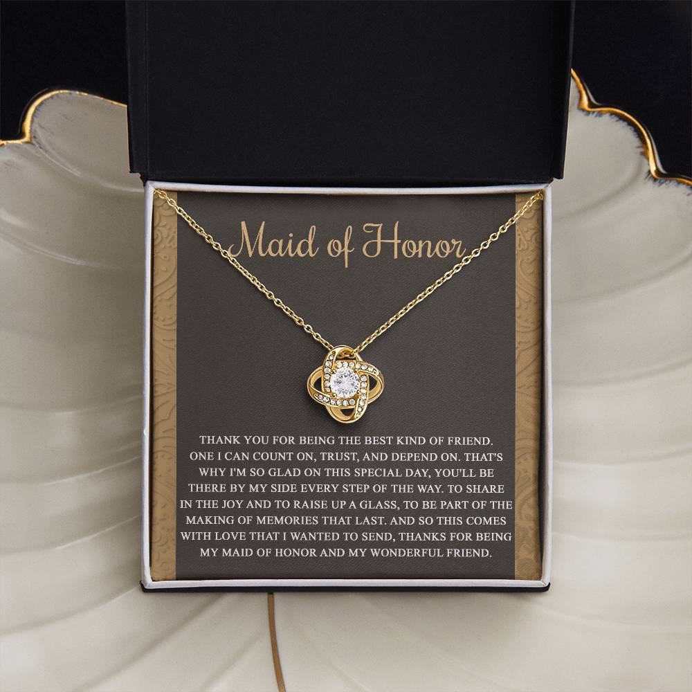 Gift for MAID OF HONOR-Kind of Friend-Love Knot Necklace