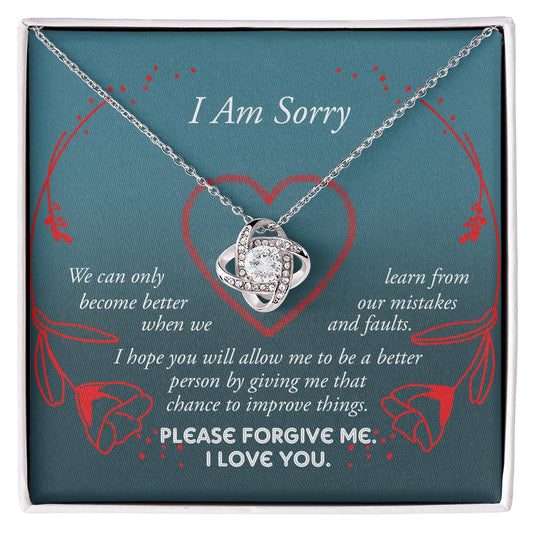 I'm Sorry-Mistakes and Faults-Love Knot Necklace