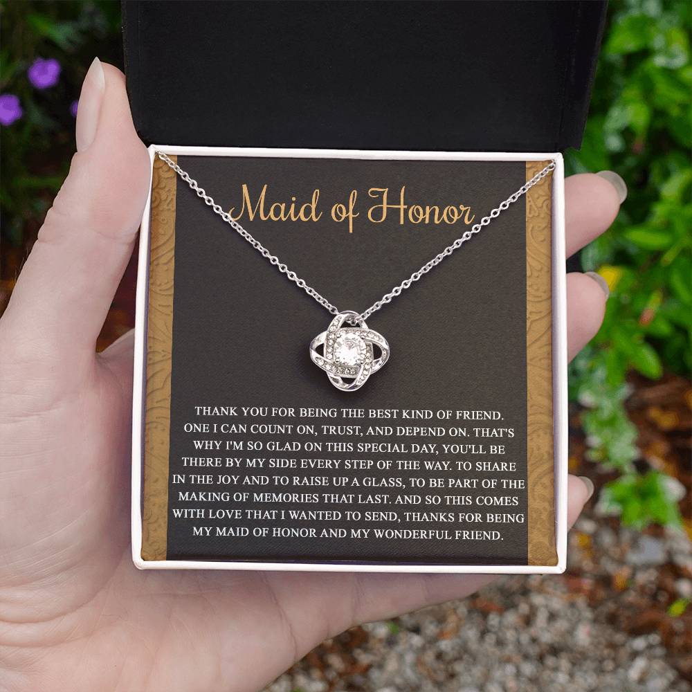 Gift for MAID OF HONOR-Kind of Friend-Love Knot Necklace