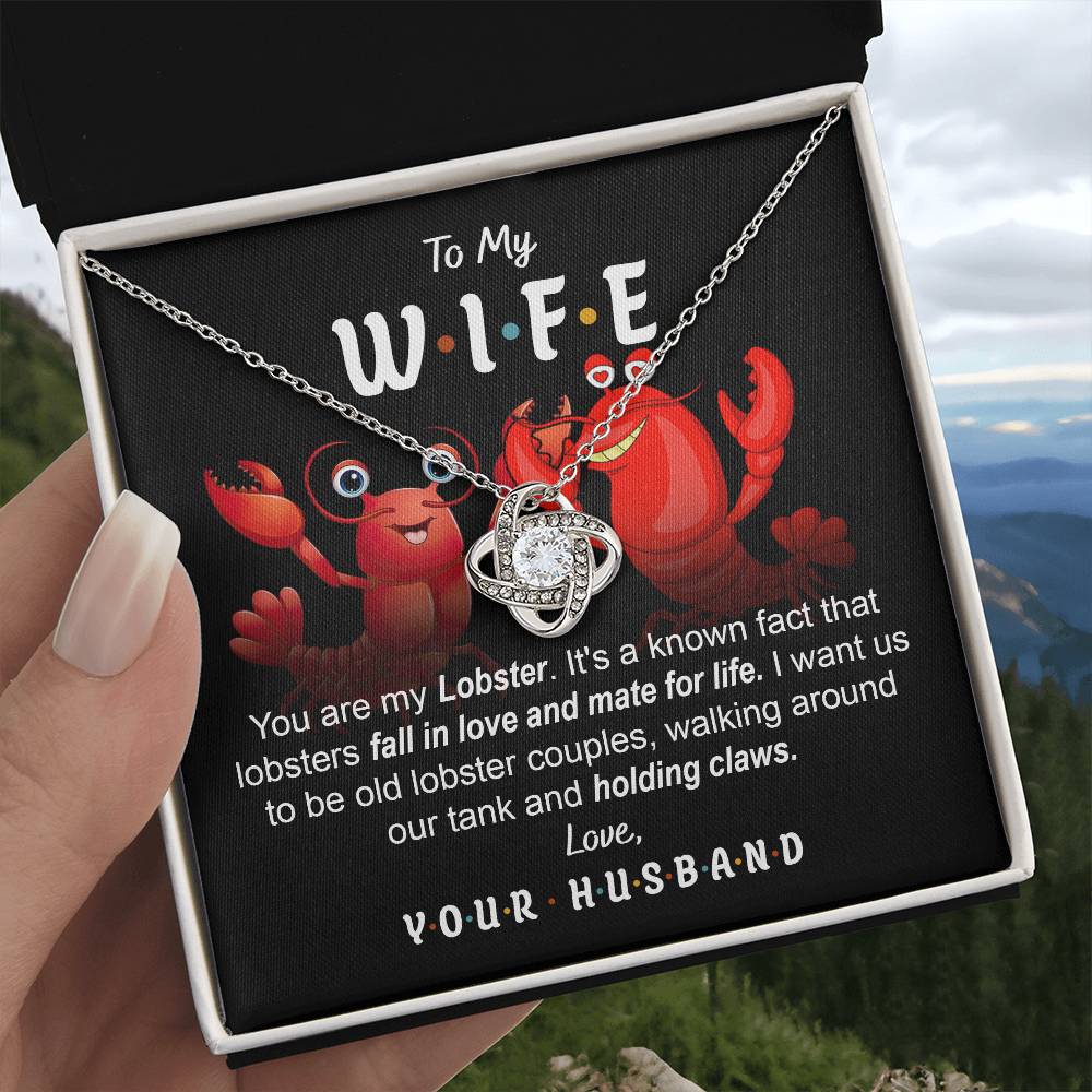 Gift for WIFE-Old Lobster-Love Knot Necklace