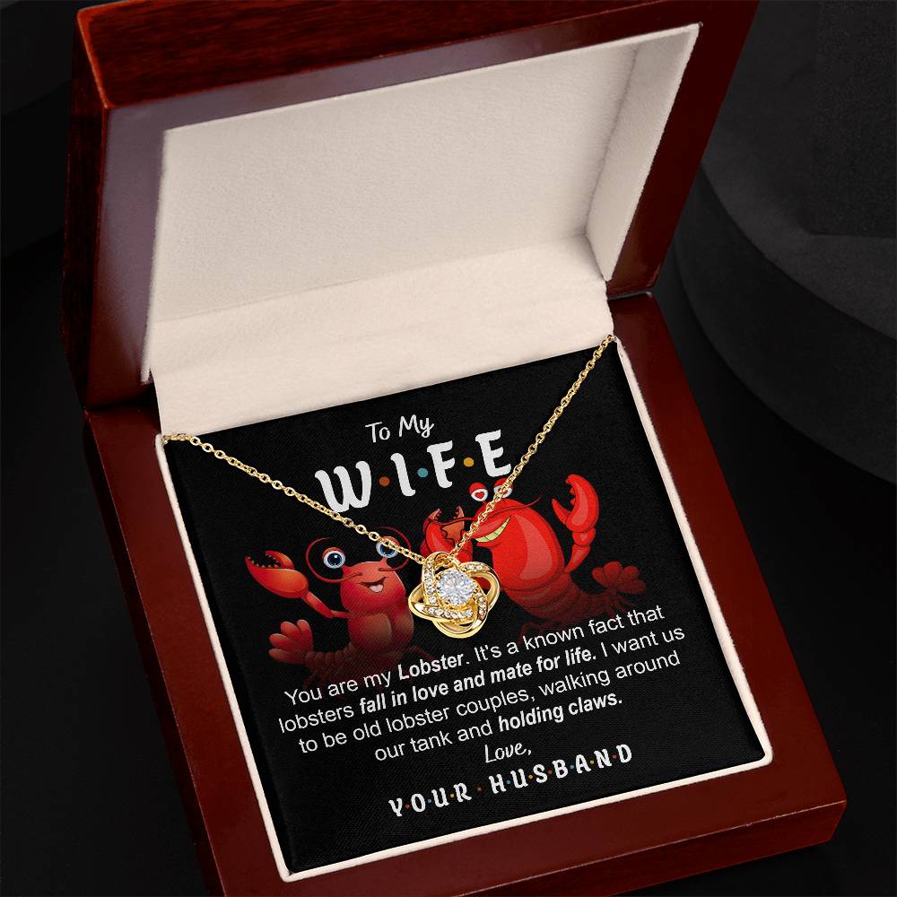 Gift for WIFE-Old Lobster-Love Knot Necklace