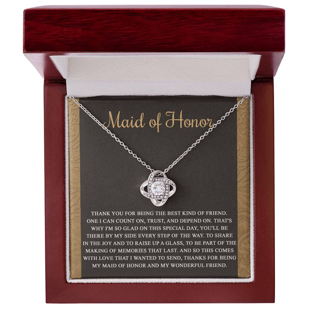 Gift for MAID OF HONOR-Kind of Friend-Love Knot Necklace