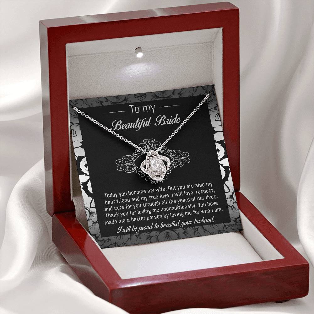 Gift for BRIDE- My True Love-Love Knot Necklace