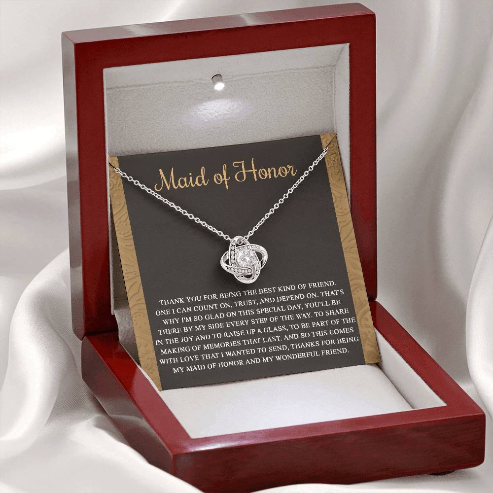 Gift for MAID OF HONOR-Kind of Friend-Love Knot Necklace