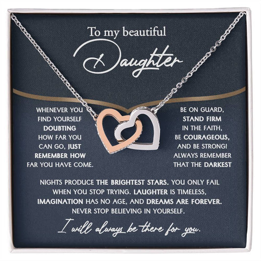 Gift For Daughter-Brightest Star-Interlocking Hearts Necklace