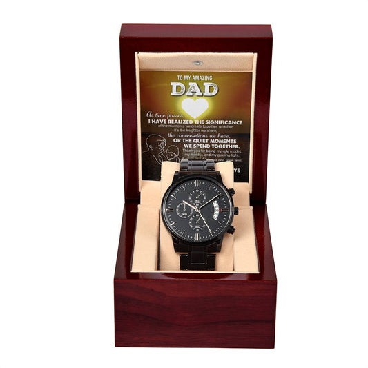 Gift for Dad-From Son-My Guiding Light- Black Chron. Watch
