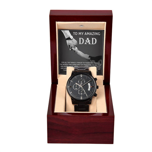 Gift For Dad- To Thank You-Black Chron, Watch