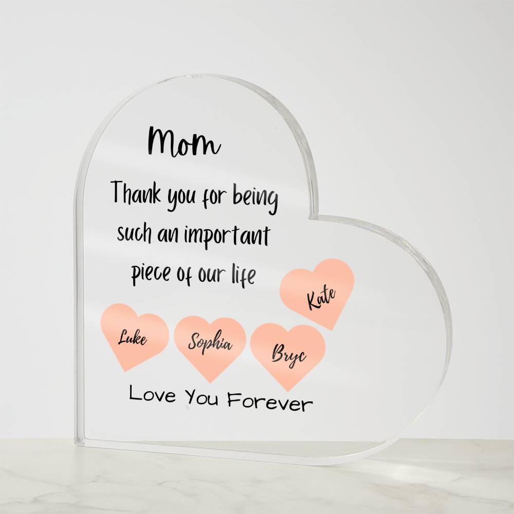Gift For Mom - Heart Shape Acrylic-personalize names Heart