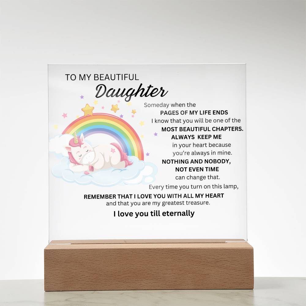 Gift For Daughter with unicorn- some day  when the page OF MY  life  END-Plaque