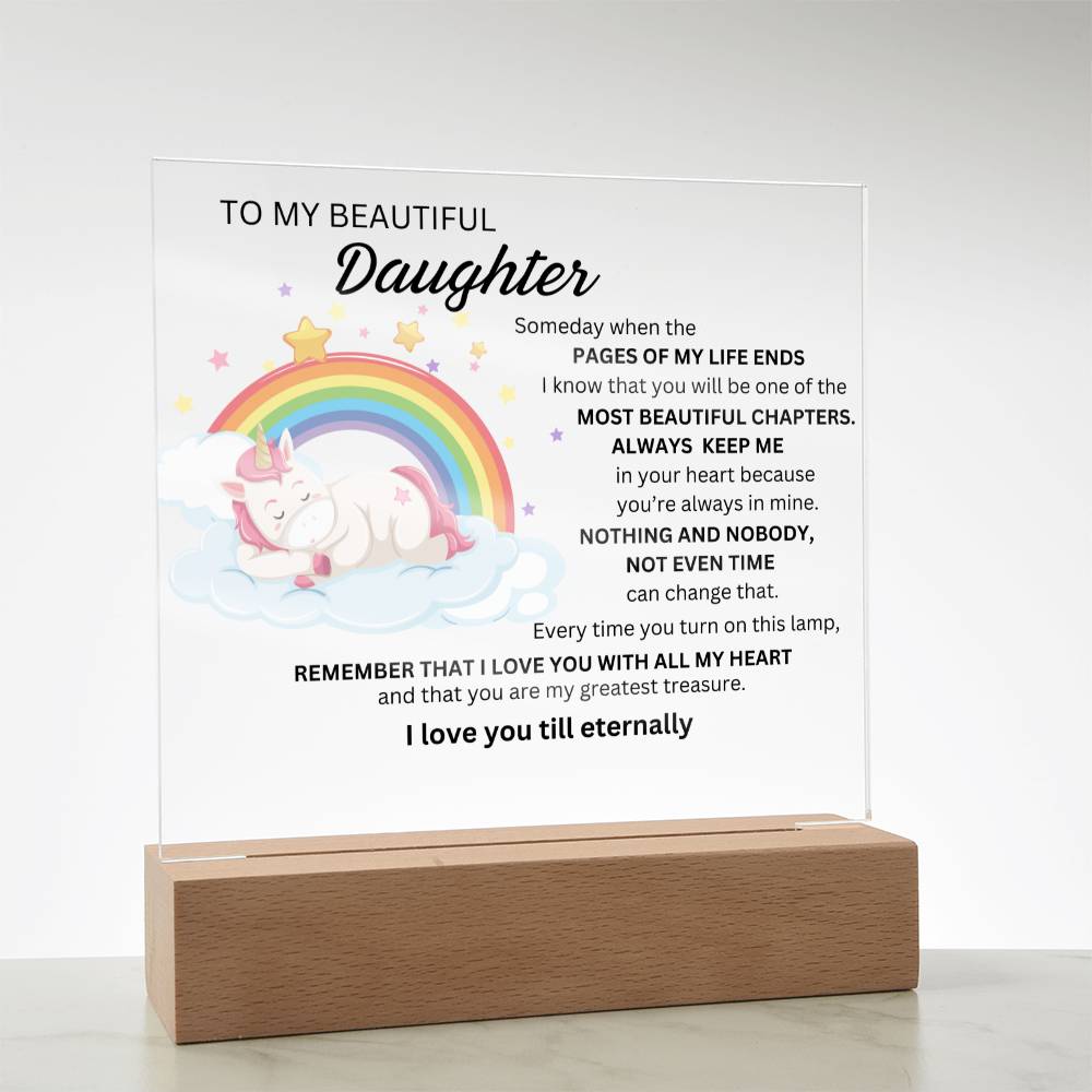 Gift For Daughter with unicorn- some day  when the page OF MY  life  END-Plaque