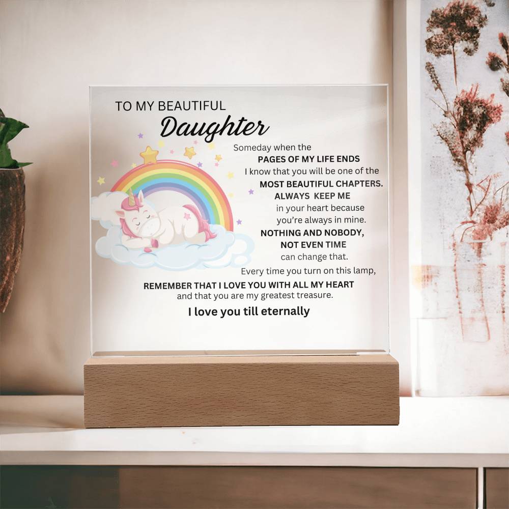 Gift For Daughter with unicorn- some day  when the page OF MY  life  END-Plaque