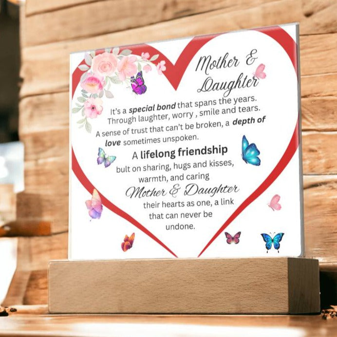Gift For Mom-Mother & Daughter Bond Acrylic Square Plaque