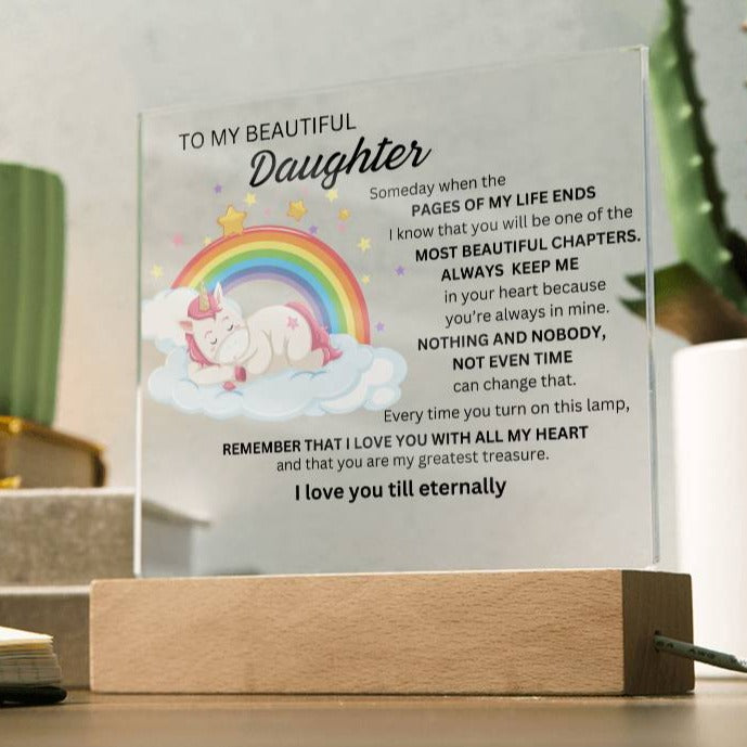 Gift For Daughter with unicorn- some day  when the page OF MY  life  END-Plaque