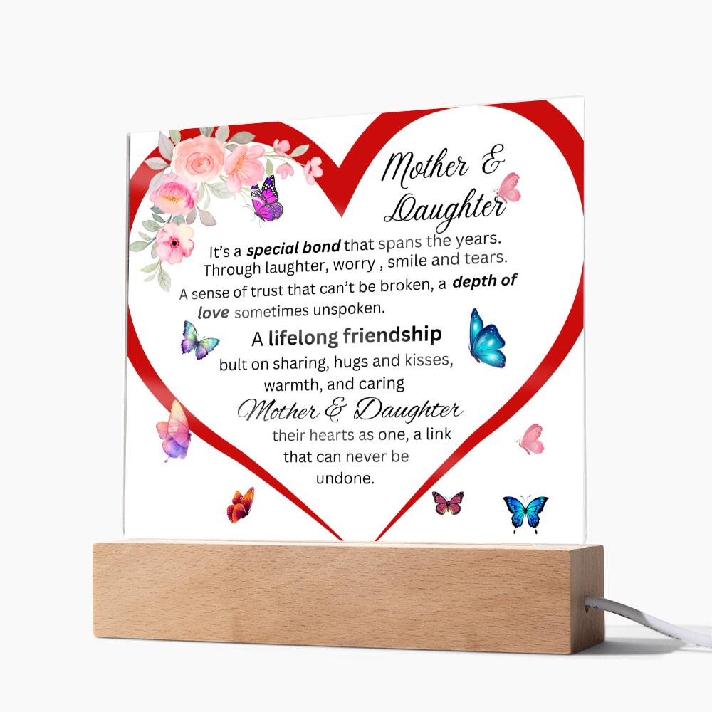 Gift For Mom-Mother & Daughter Bond Acrylic Square Plaque