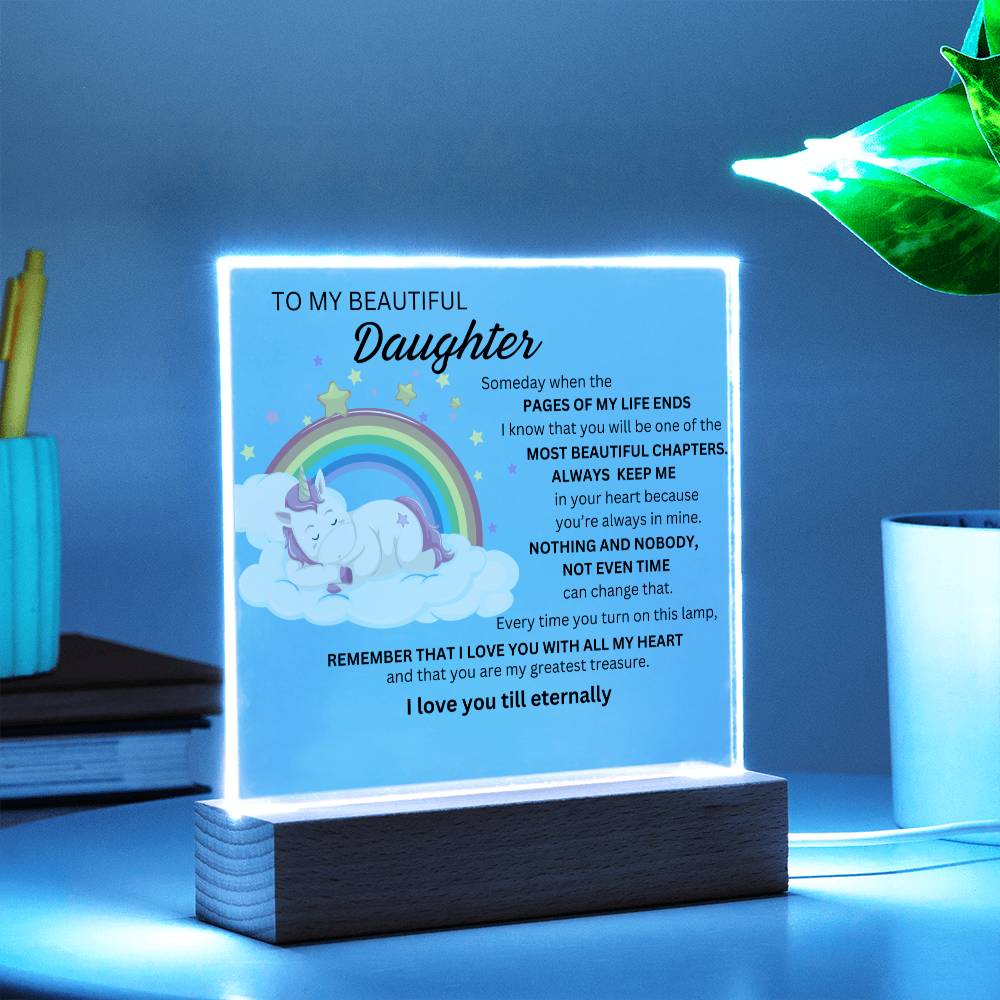 Gift For Daughter with unicorn- some day  when the page OF MY  life  END-Plaque