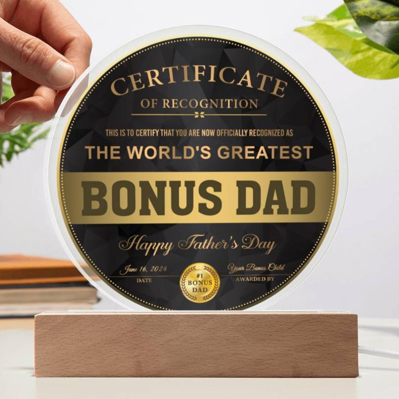 Gift For Bonus Dad-Certificate  of Recognition  Bonus Dad