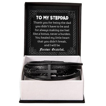 Gift for Stepdad-Will Be Forever-Cross Bracelet