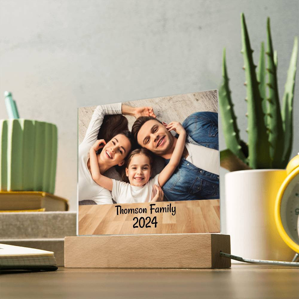 Personalize Family Picture Square Plaque