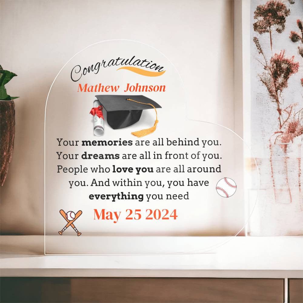 Graduation Acrylic Heart Plaque-Personalize