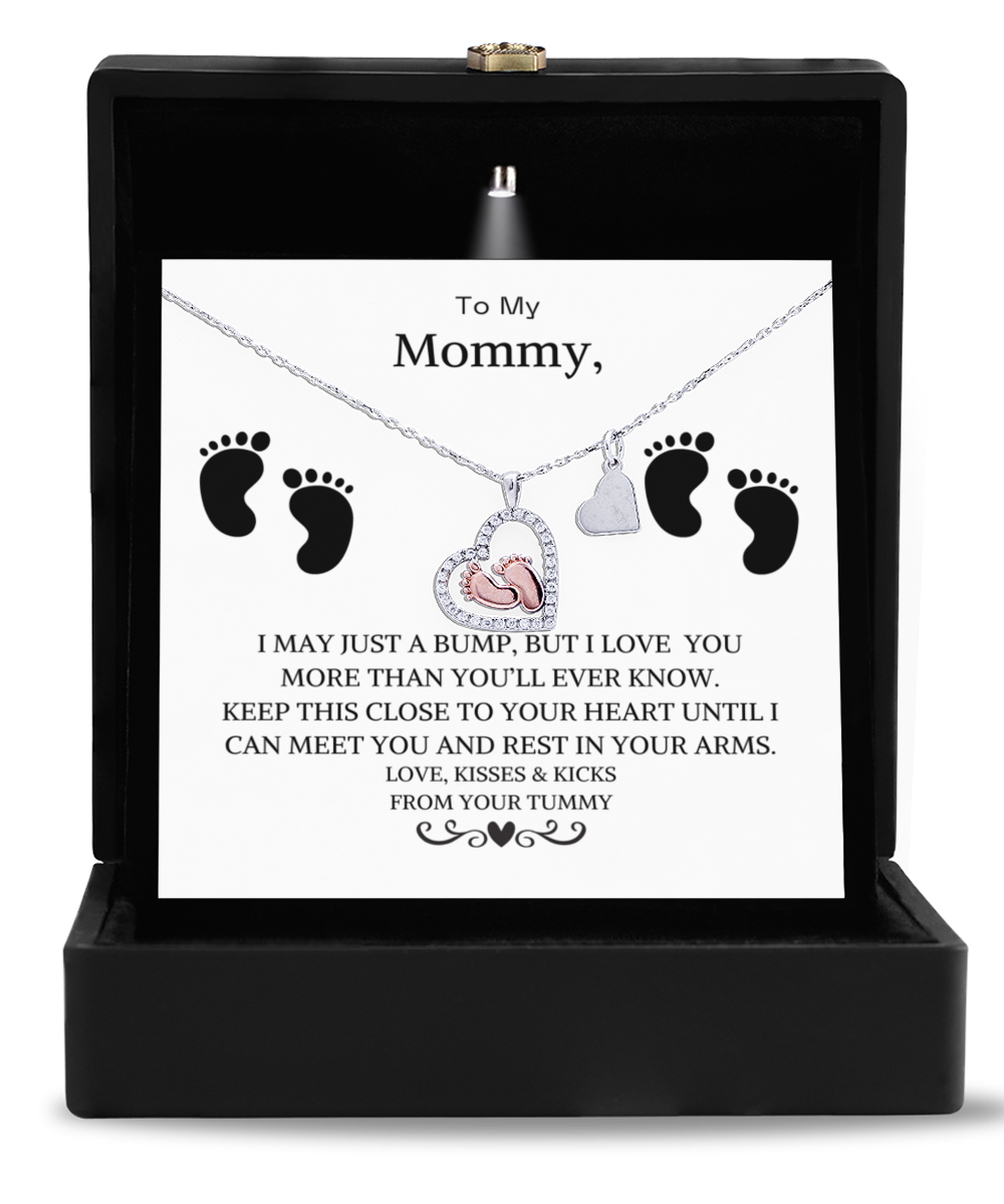 To My Mommy-Baby Feet Hearts Pendant