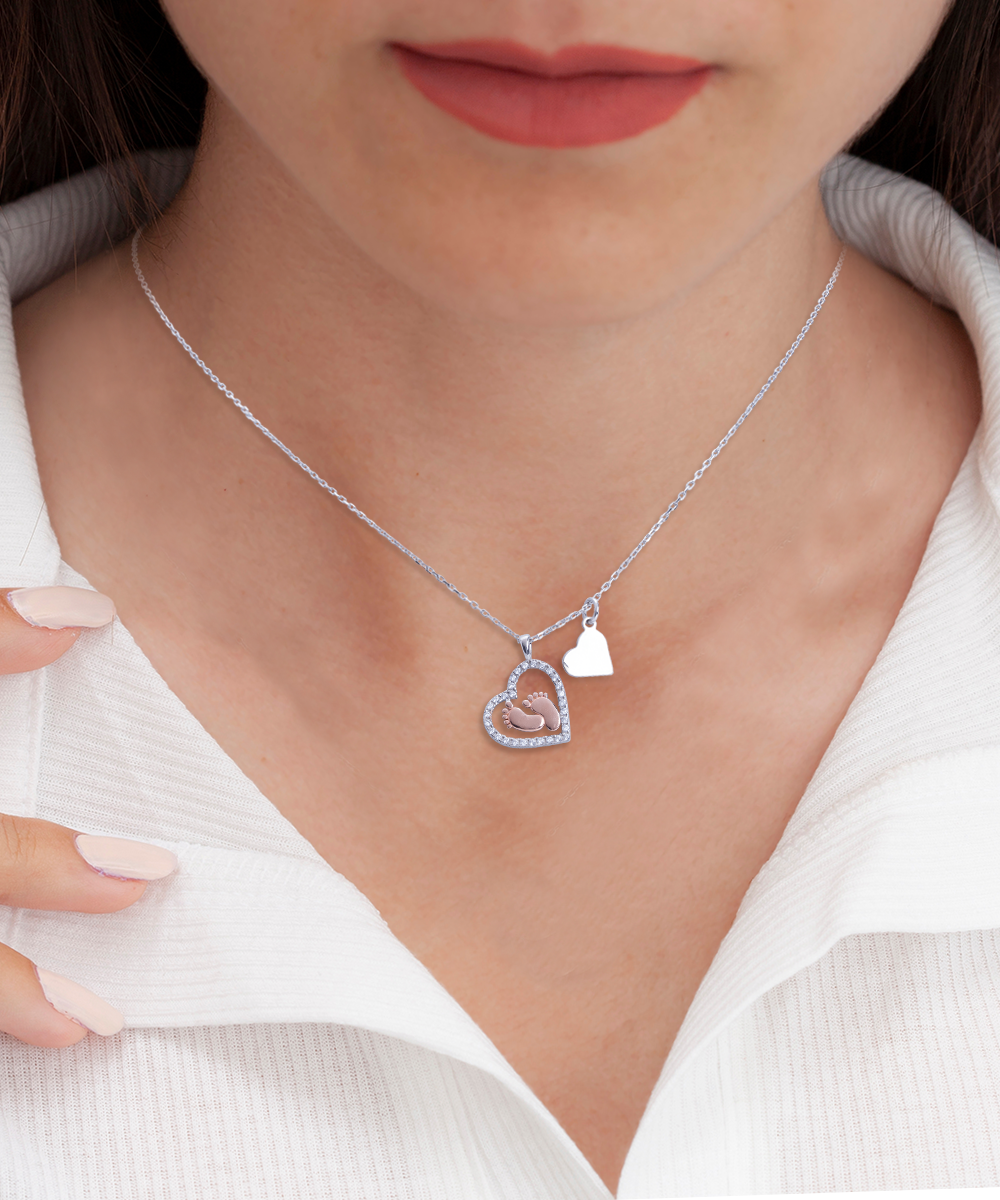 To My Mommy-Baby Feet Hearts Pendant