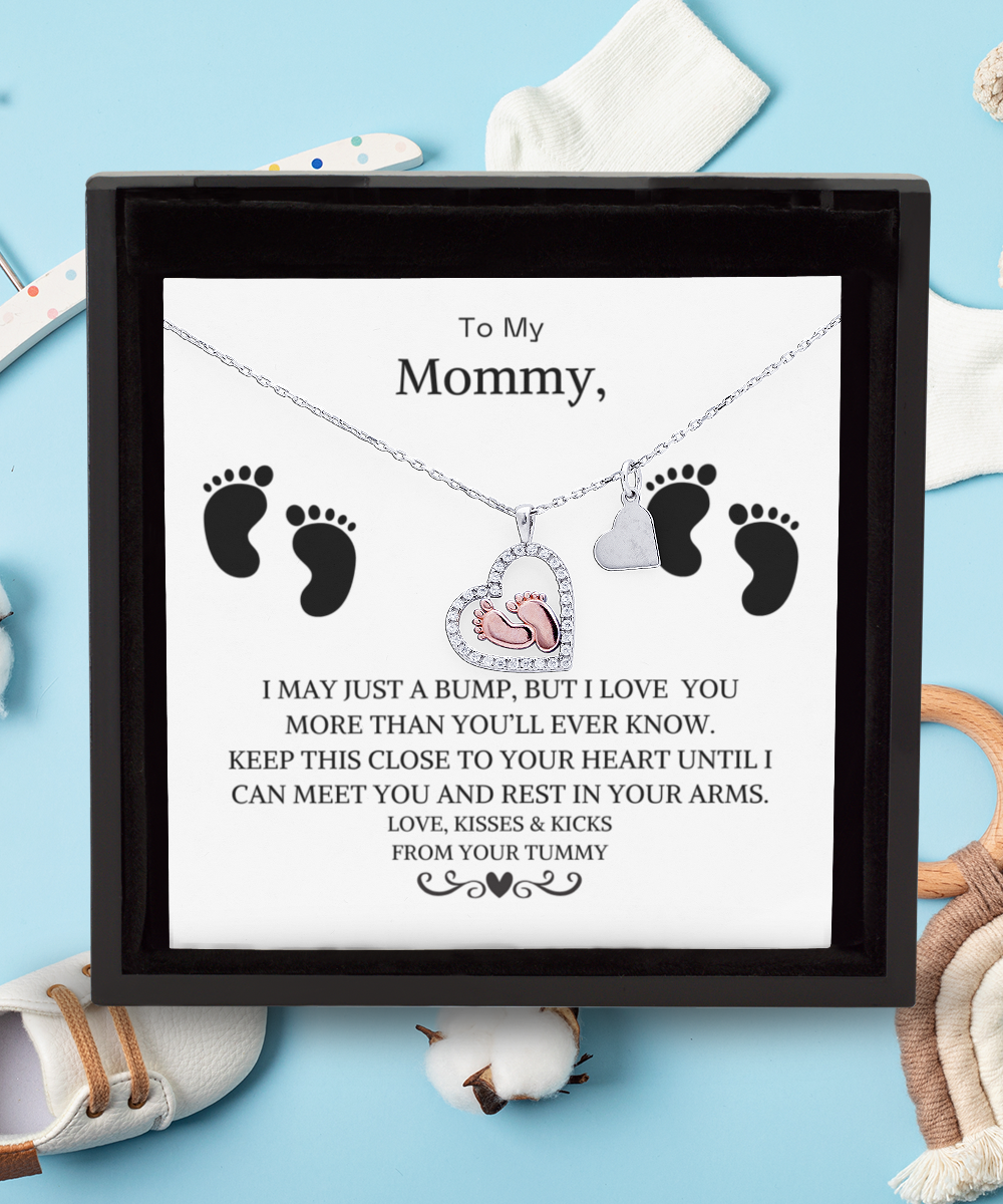 To My Mommy-Baby Feet Hearts Pendant