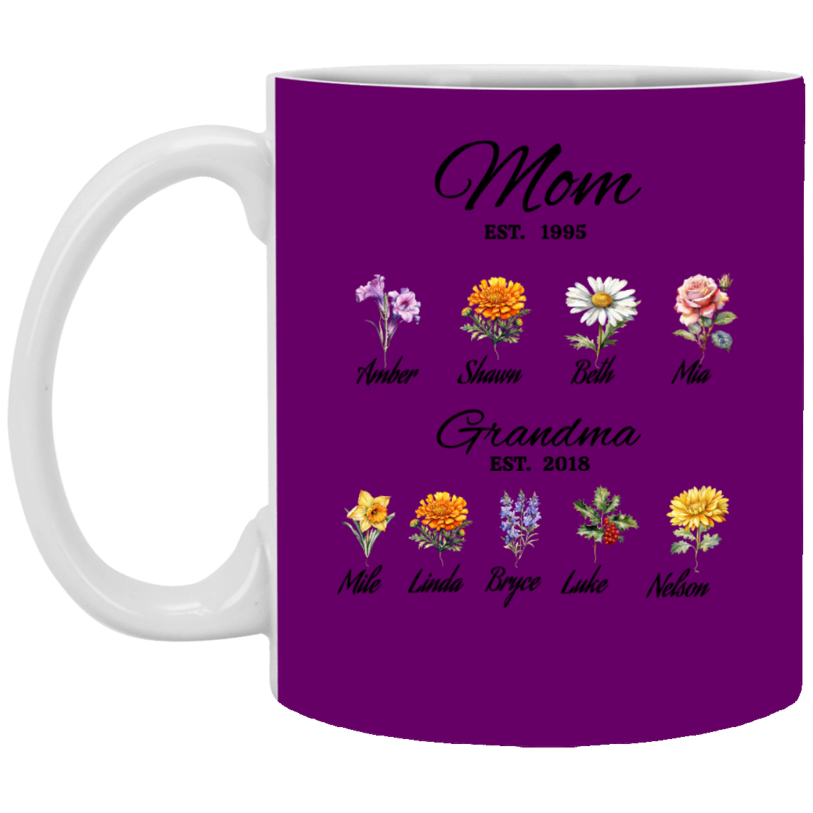 Mom/ Grandma with Personalize Name 11 oz. White Mug