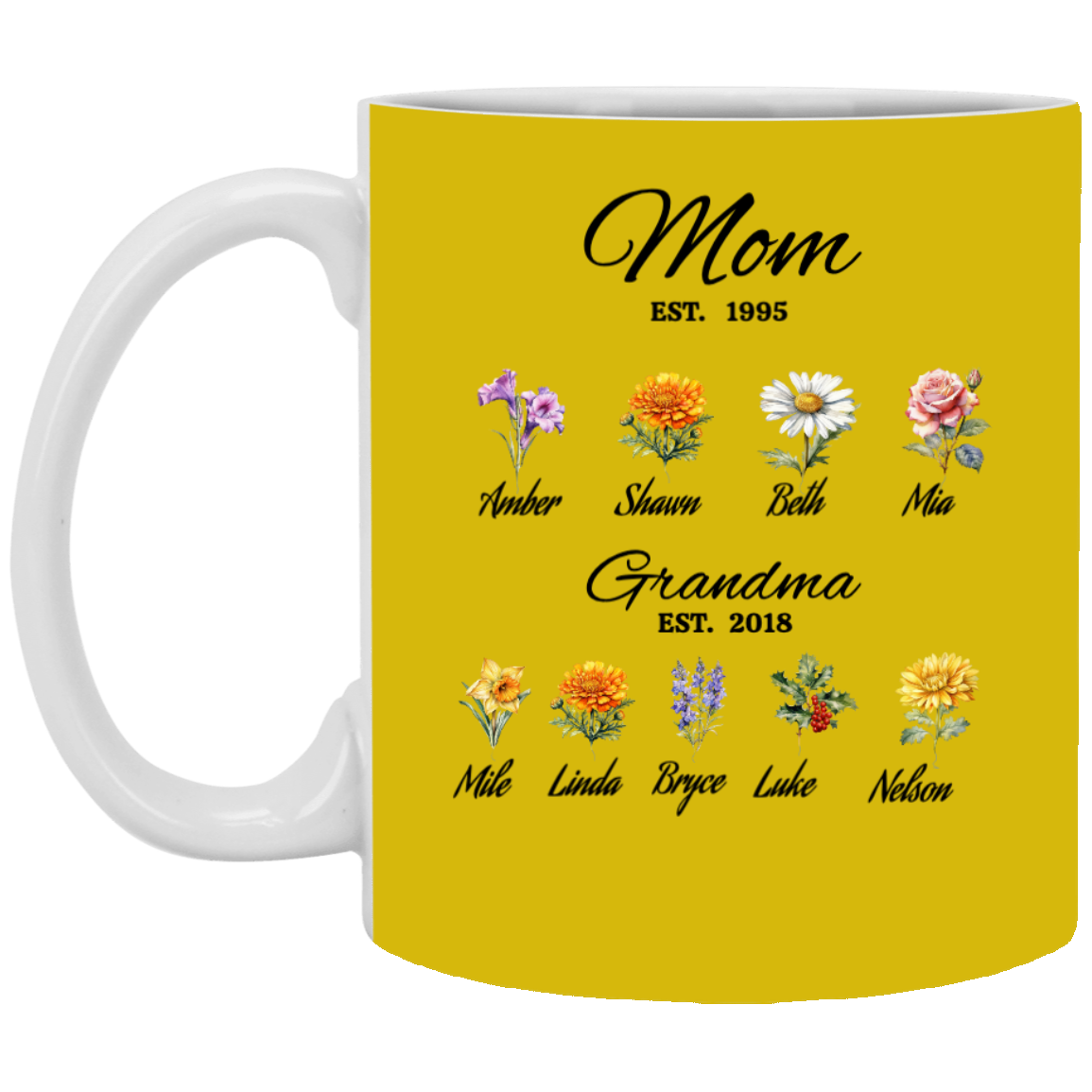Mom/ Grandma with Personalize Name 11 oz. White Mug